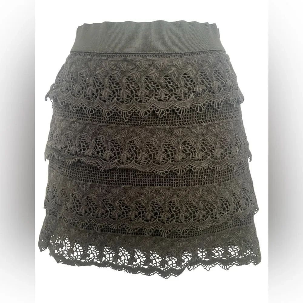 Black Layered Lace Mini Skirt Cottagecore